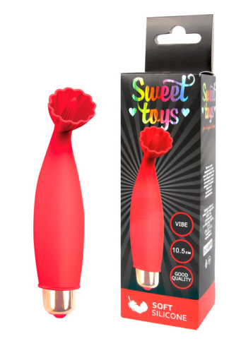 Вібратор силіконовий для клітора з ніжними відростками SWEET TOYS Червоний L 10,5 см d 2, 5x2, 9 см зі знімною вібропулею - 2