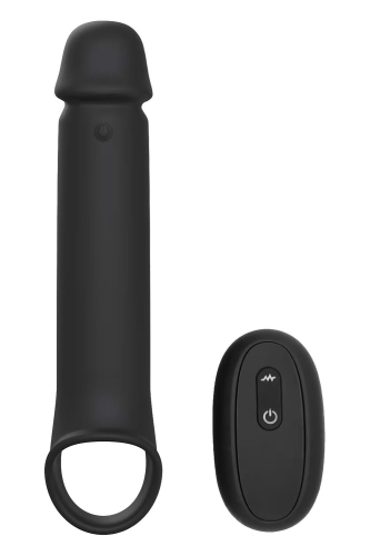 Вибронасадка на член удлиняющая с дистанционным управлением черная Dream Toys Ramrod - 1