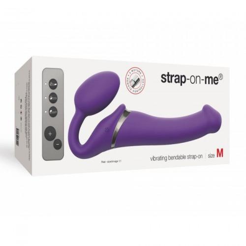 Безремневий страпон з вібрацією і пультом ДУ Strap-On-Me Vibrating Violet m діаметр 3,3 см - 5