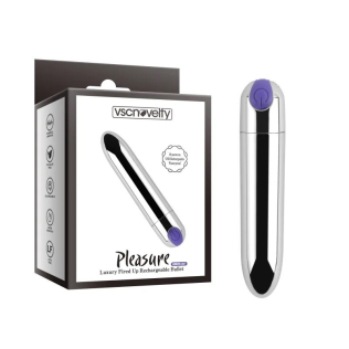 Віброкуль з кнопкою для клітора сріблястого кольору Vscnovelty Pleasure Luxury Fired Up