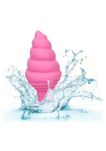 Анальная пробка с присоской в форме мороженого розовая CalExotics Yum Bum Ice Cream Cone - 3