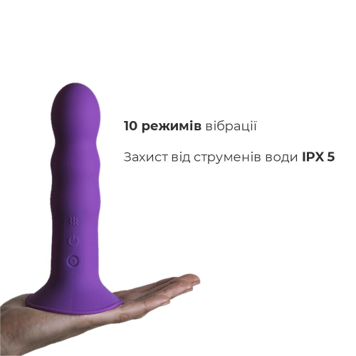 Вібратор на присоску з насадкою для страпона фіолетовий Adrien Lastic hitsens 3 - 4