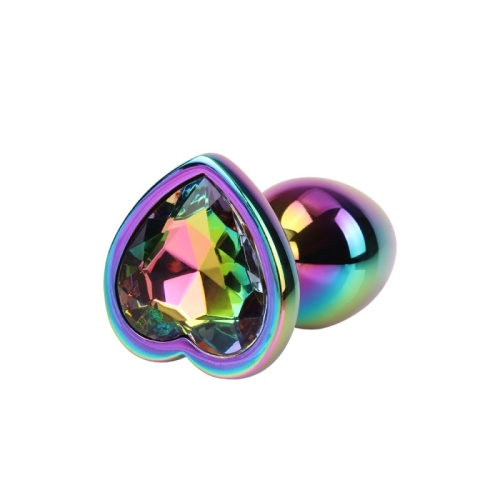 Анальна пробка хамеліон із медичної сталі Rainbow Heart Gem Plug Small - 3