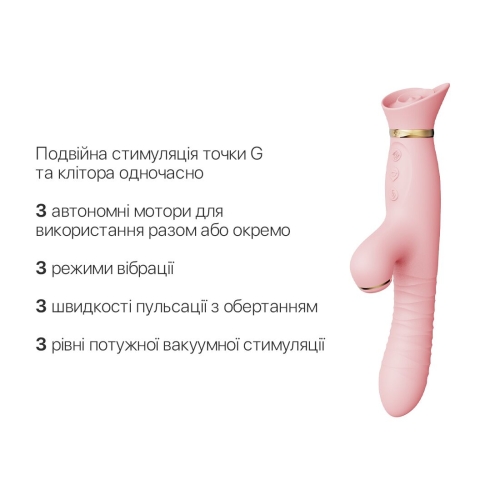 Вибратор пульсатор с вакуумным отростком для клитора розового цвета Zalo ROSE Thruster Strawberry - 4