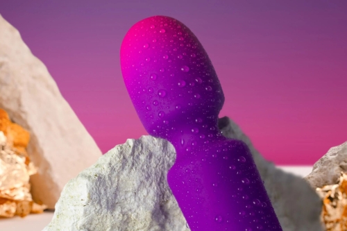 Вибромассажер Ванд в форме микрофона фиолетового цвета Rocks Off Glo Girl Wand - 4