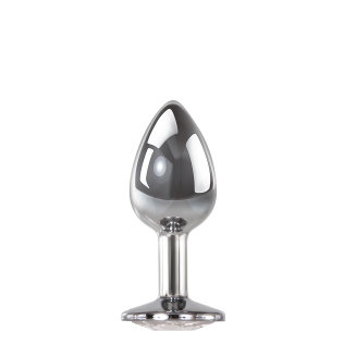 Анальная пробка с камушком серебристого цвета Adam &amp;amp; Eve Anal plug medium