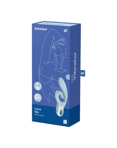 Вибратор с отростком для клитора голубого цвета Satisfyer Love Me - 7