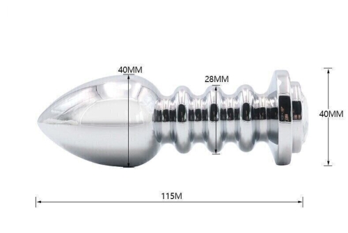 Рифленая анальная пробка с кристалом SKN-MS105 - 6