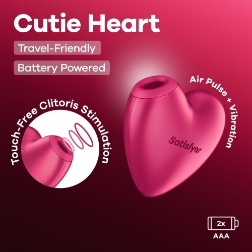 Вакуумный стимулятор-сердечко с вибрацией красный Satisfyer Cutie Heart Battery Series - 6