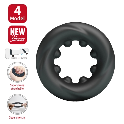 Ерекційне кільце на член чорне LYBAILE Crazy Bull №4 DAQUEZ Super Soft - 2