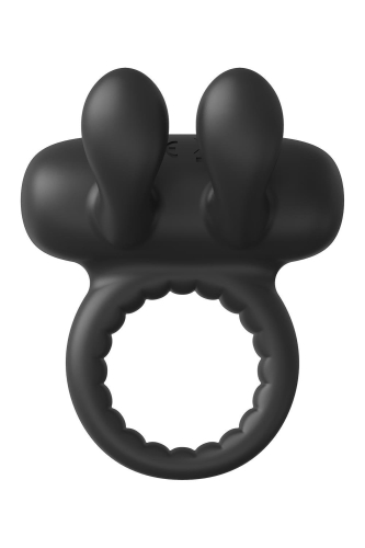 Эрекционное виброкольцо на член с ушками для клитора черное Dreamtoys Ramrod Rabbit - 3