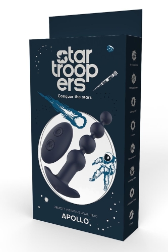 Анальна ялинка з вібрацією на пульті керування чорна Dream Тoys Startroopers Apollo - 13