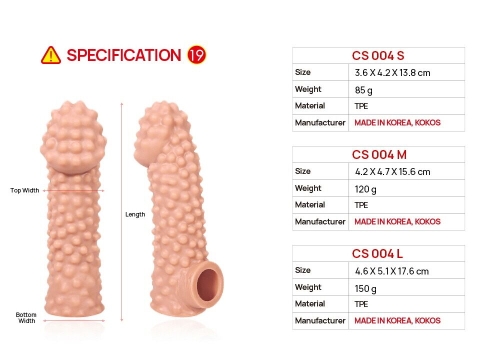 Насадка на член з отвором для мошонки тілесного кольору Kokos Cock Sleeve CS 004 розмір L - 5