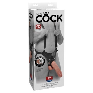 Ременной страпон полый мужской большой реалистичный телесный Pipedream King Cock 