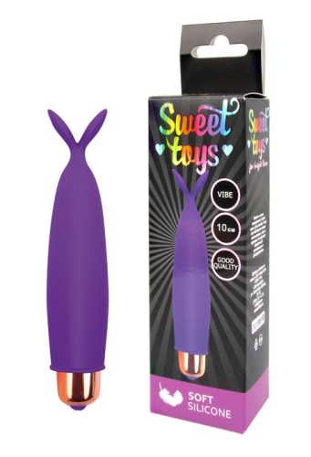 Вібропуля-насадка на палець силіконова для клітора з відростками SWEET TOYS L 10 см d 2,7 см фіолетова - 1
