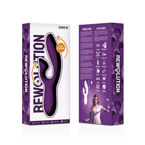 Вібратор із відростком для клітора фіолетового кольору Rewolution Rewofun Flexible Rabbit - 2
