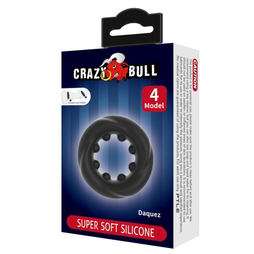 Ерекційне кільце на член чорне LYBAILE Crazy Bull №4 DAQUEZ Super Soft - 7