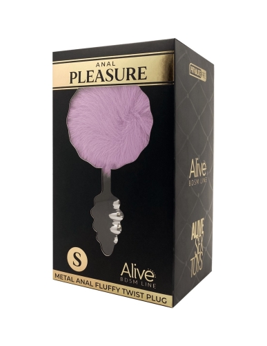 Анальная рельефная пробка с сиреневым хвостом Alive Anal Pleasure размер S - 4
