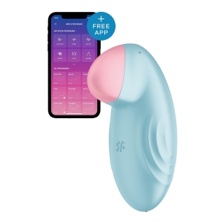 Кліторальний стимулятор з керуванням зі смартфона блакитного кольору  Satisfyer Tropical tip
