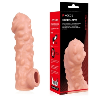Насадка на член з пухирцями та з петлею для мошонки тілесна Kokos Cock Sleeve CS 003 розмір S