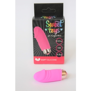 Міні вібратор з головкою силіконовий для клітора SWEET TOYS Рожевий L 5,5 см d 2,3 см зі знімною вібропулею