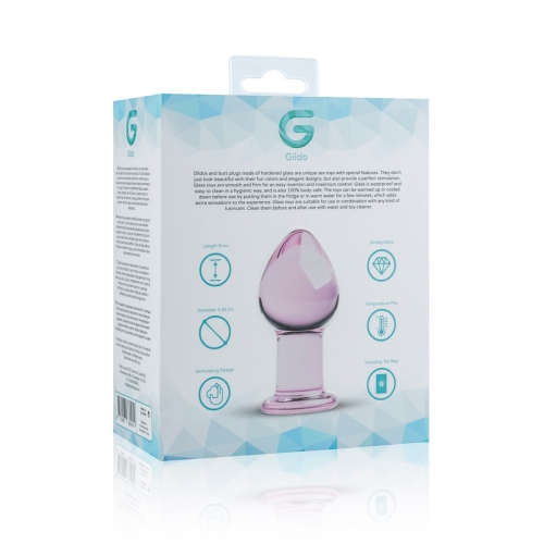 Розовая анальная пробка из стекла с функцией нагревания Gildo Pink Glass Buttplug No 27 - 5