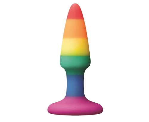 Анальна силіконова пробка на присосці кольорового кольору NS Novelties Colours pride edition довжина 88 мм - 1