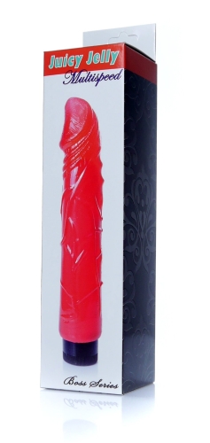 Вибратор реалистичный красный Boss Series Juicy Jelly Multispeed длина 22 см диаметр 4 см - 6