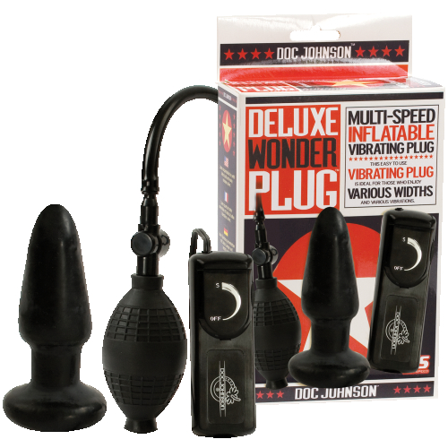 Анальний вібратор Надувний Doc Johnson Deluxe Wonder-Butt Plug Black - 4