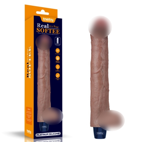 Вибратор реалистик из силикона коричневый Lovetoy Real Softee Rechargeable Silicone Vibrating Dildo 10.5 - 1