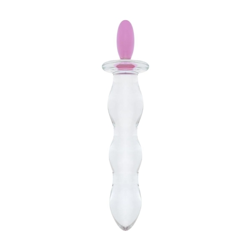Стеклянная анальная цепочка прозрачная Gildo Glass Butt Plug Heart Shape No. 35 - 3