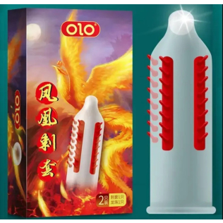 Презерватив с усиками + шарик OLO Phoenix Spiny condom 1 штука