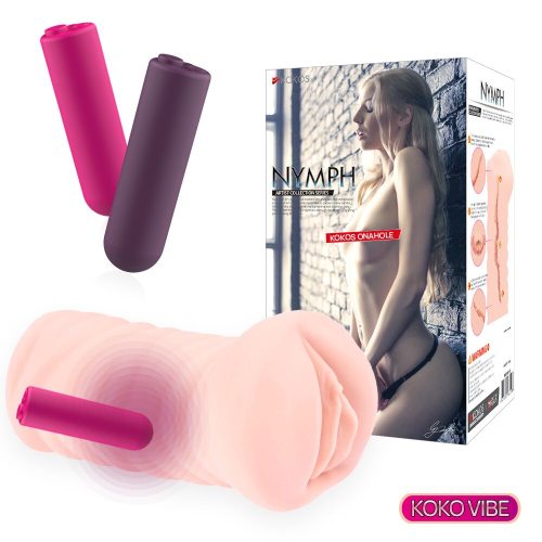 Мастурбатор вагіна з вібрацією тілесного кольору Kokos Nymph Vibe - 3
