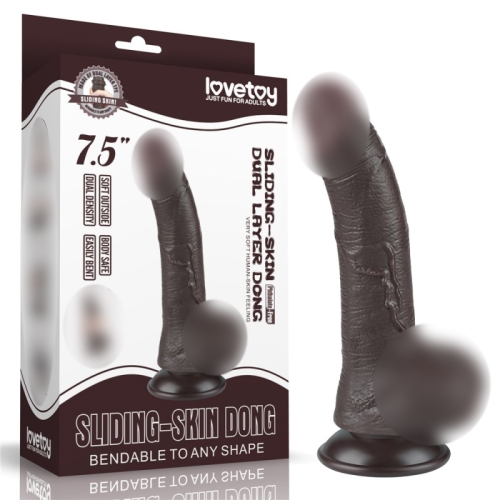 Реалістичний фалоімітатор Sliding Skin Dual Layer Dong 7.5 коричневий - 1