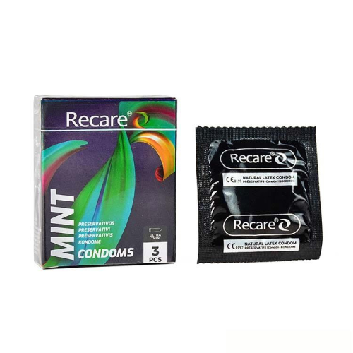 Презервативи ультратонкі аромат м'ята Recare Ultra Thin Mint Condoms Holographic 3 штуки - 1