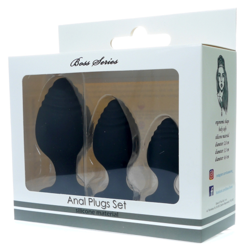 Анальні пробки чорного кольору 3 штуки BOSS of TOYS Boss Series Anal Plugs - 5