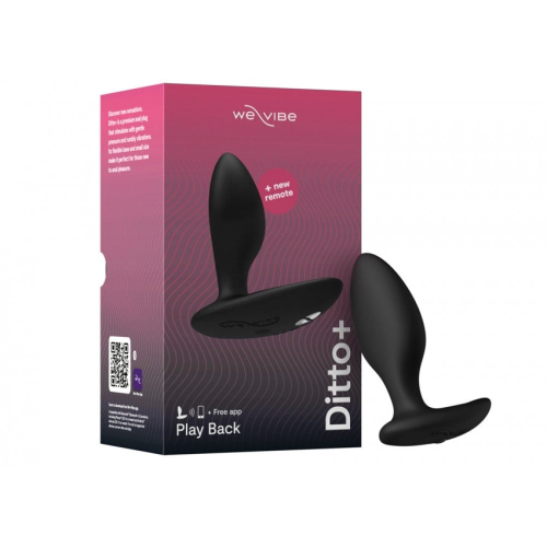 Анальная пробка з вибрацией We-Vibe Ditto+ Satin Black с пультом и управлением с телефона - 1