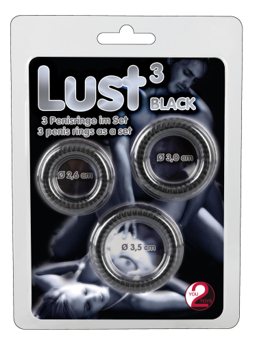 Набор эрекционных колец на член силиконовые черные You2Toys Lust 3 штуки - 1