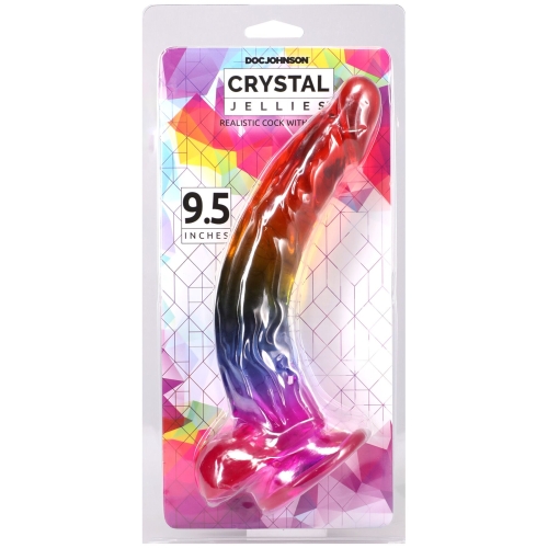 Фаллоимитатор реалистичный на присоске радужный Doc Johnson Crystal Jellies - 9.5 - 5