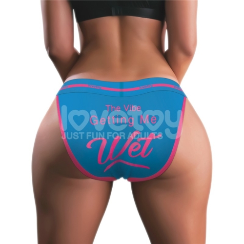 Вибротрусики для стимуляции клитора синего цвета с пультом управления Lovetoy размер Medium - 2