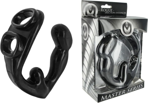 Массажер простаты с эрекционным кольцом черный Master Series Rogue Erection Enhancer - 1
