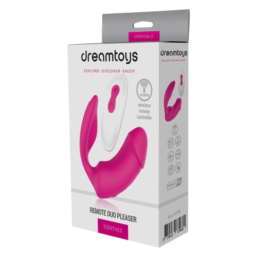 Подвійний вагінально-кліторальний вібратор з рожевим пультом Dream Toys Essentials - 2