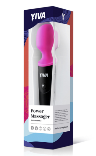 Вібромасажер Ванд у формі мікрофона чорно рожевого кольору Yiva Power Massager - 1