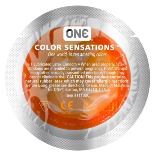 Презервативы из натурального латекса разноцветные ONE Color Sensations 100 штук - 4