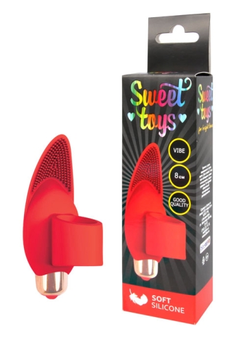 Вибратор для клитора силиконовый с шипиками на палец SWEET TOYS красный L 8 см D 3,3 см - 2