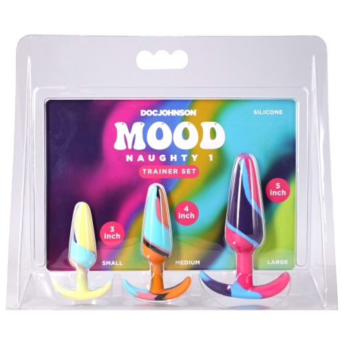 Набір анальних пробок різнокольорових Doc Johnson Mood Naughty 1 Kaleidoscope Trainer Set - 5