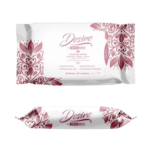 Жіночі очищувальні Серветки для тіла та обличчя Desire by Swiss Navy Feminine Wipes 25 шт - 1