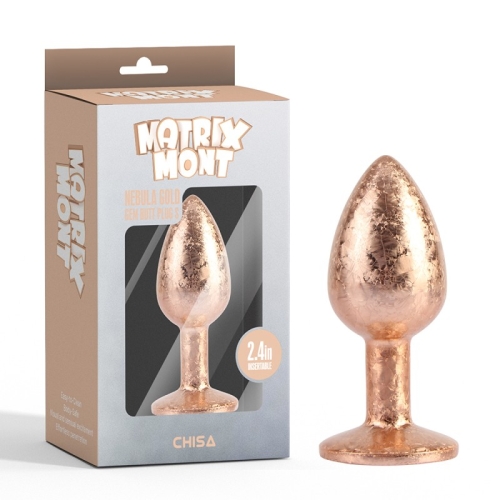 Анальная пробка золотистого цвета с сиреневым кристаллом Chisa Nebula Gem Butt Plug размер Small - 1