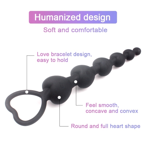 Анальный стимулятор в виде шариков силикон черного цвета Sexy desires Stick heart - 5