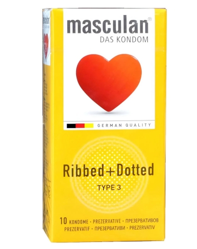 Презервативы с пупырышками и кольцами Masculan Ribbed Dotted 10 штук - 1